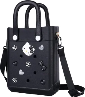 Mini Beach Rubber Tote Bag - Small Waterproof Bitty Washable Handbag with Charms for Women