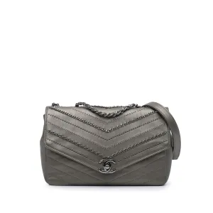 Mini Embellished Calfskin Chevron Square Envelop Flap