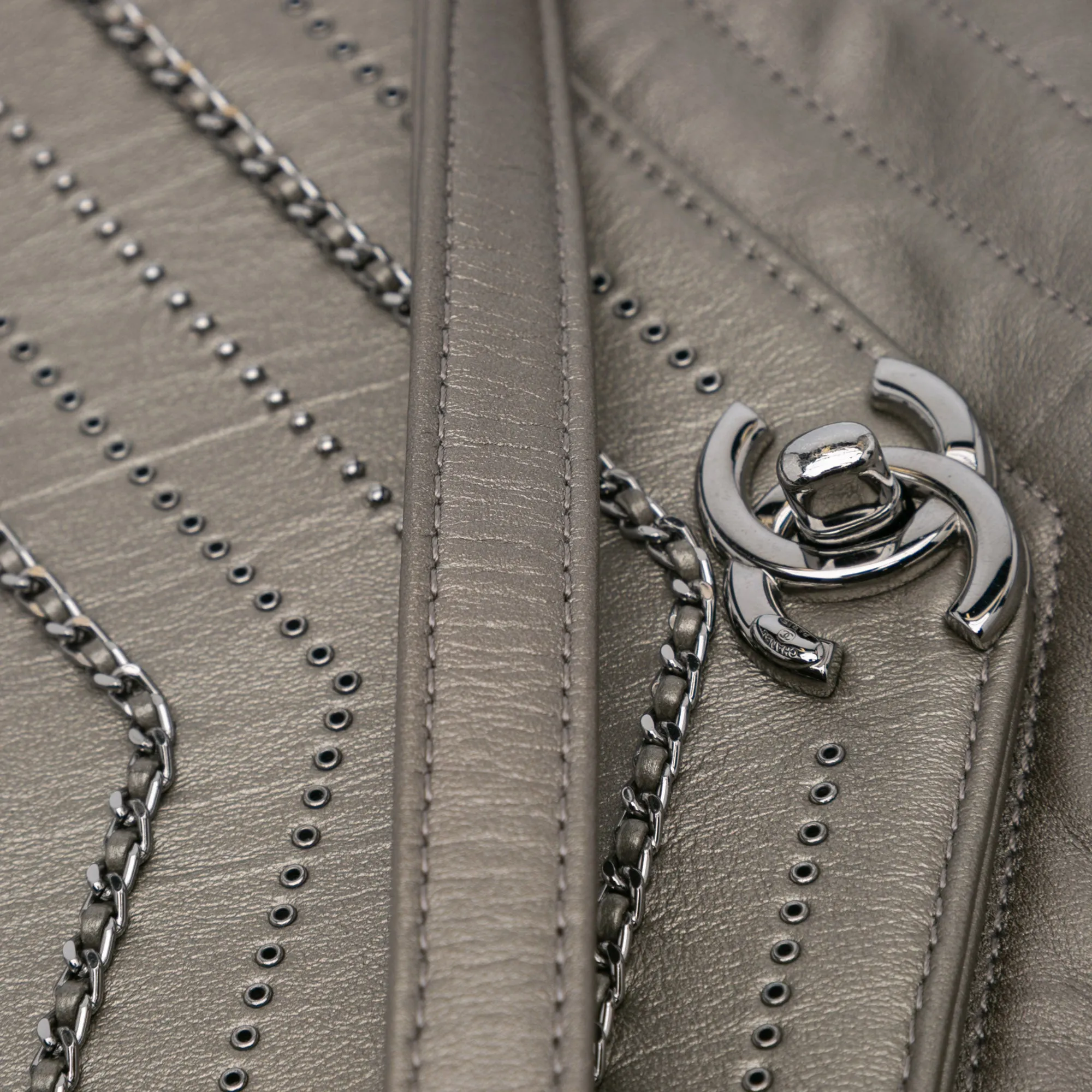 Mini Embellished Calfskin Chevron Square Envelop Flap