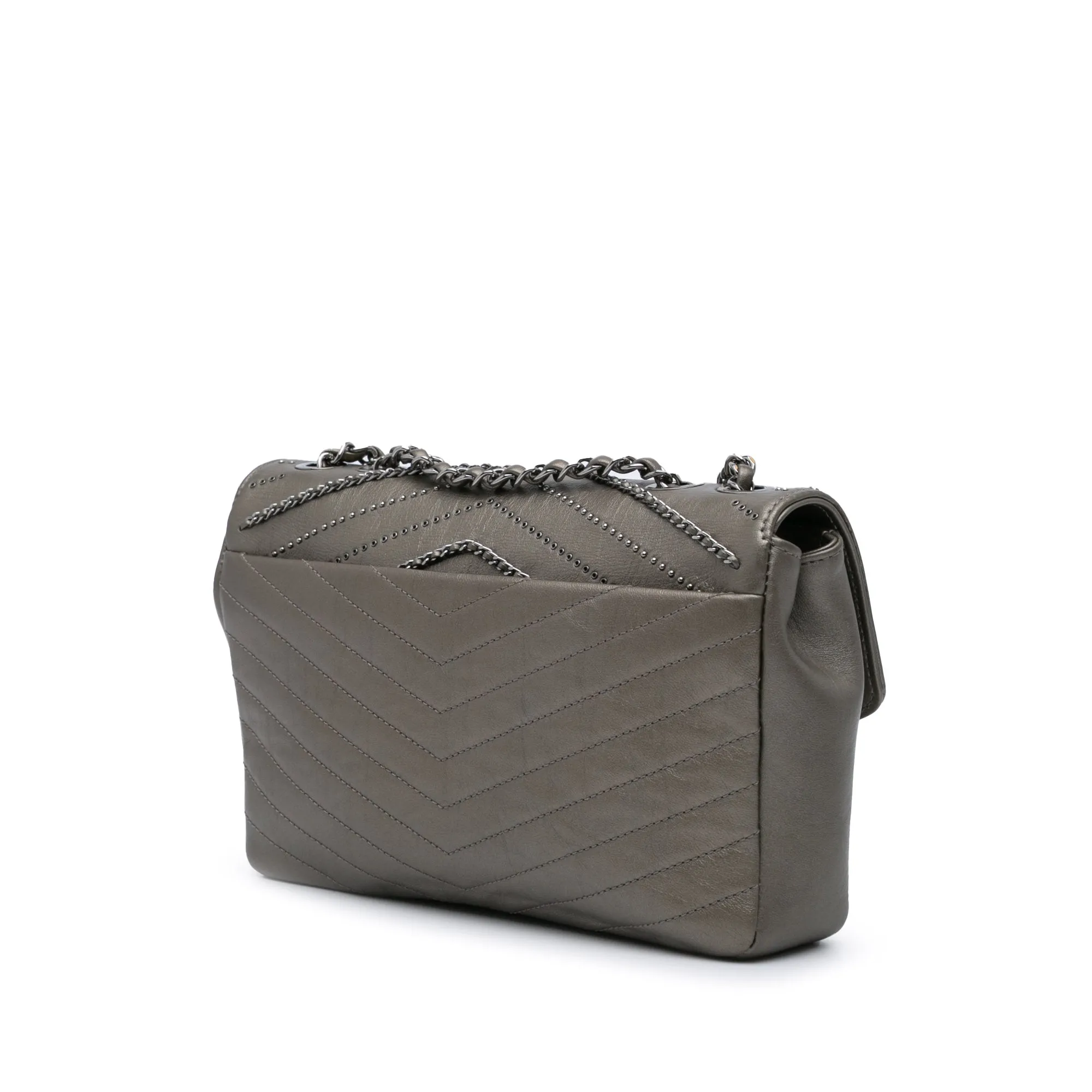Mini Embellished Calfskin Chevron Square Envelop Flap