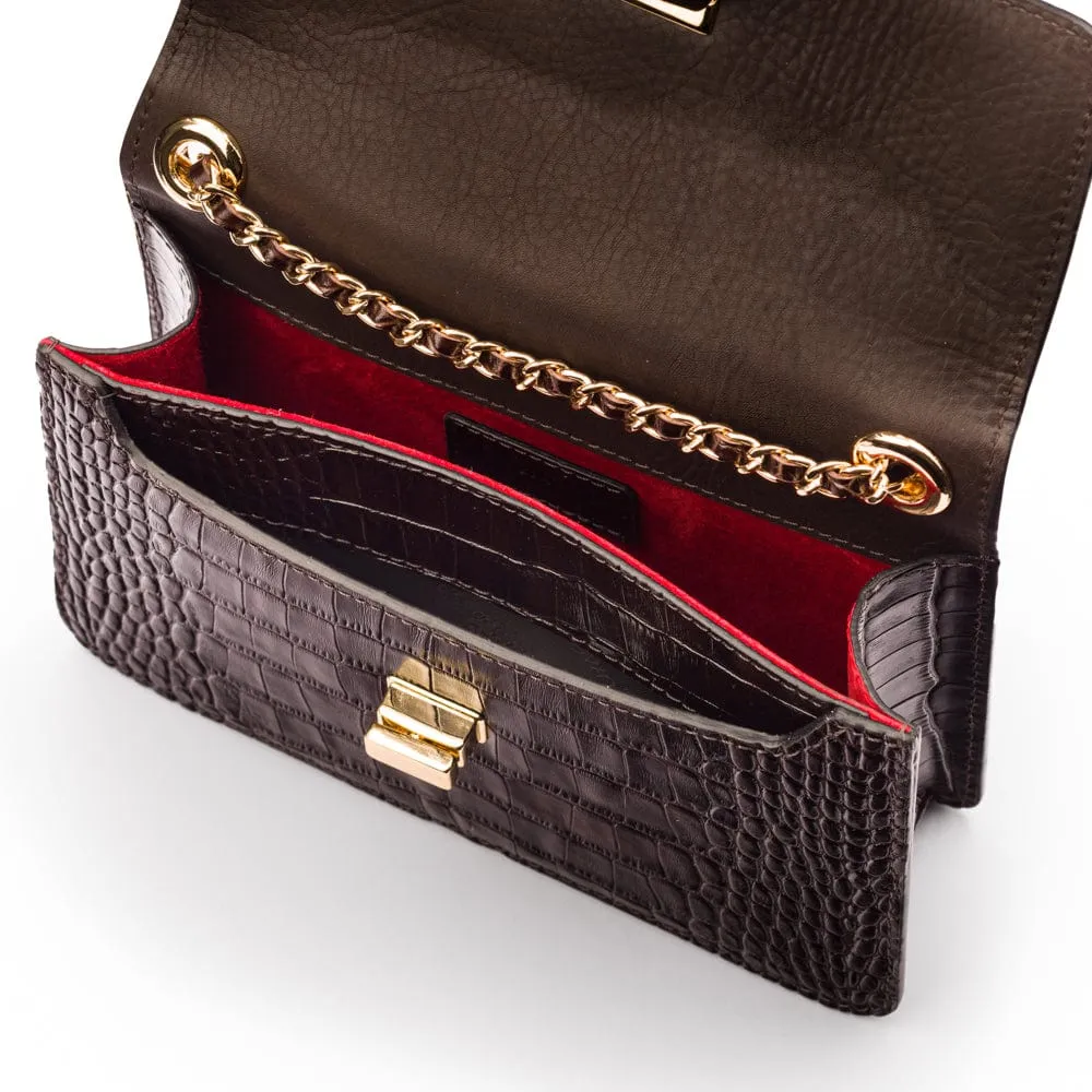 Mini Julia Bag - Brown Croc-Effect