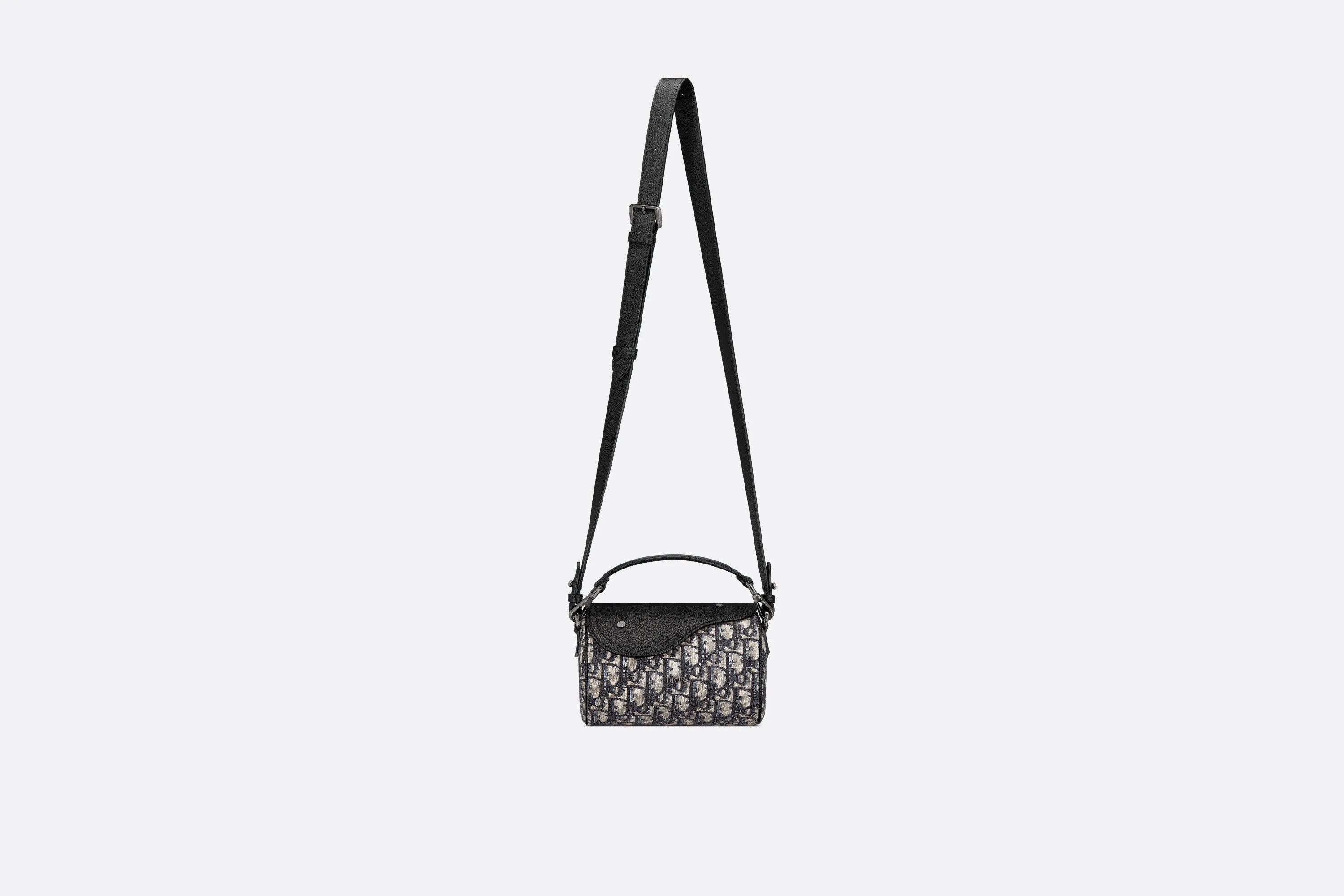 Mini Roller Bag with Strap • Beige and Black Dior Oblique Jacquard and Black Grained Calfskin