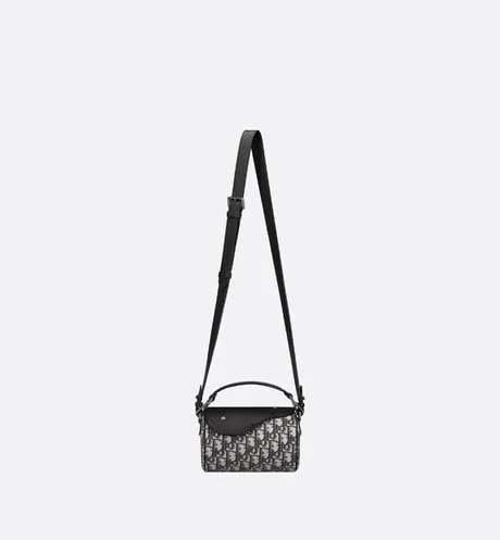 Mini Roller Bag with Strap • Beige and Black Dior Oblique Jacquard and Black Grained Calfskin