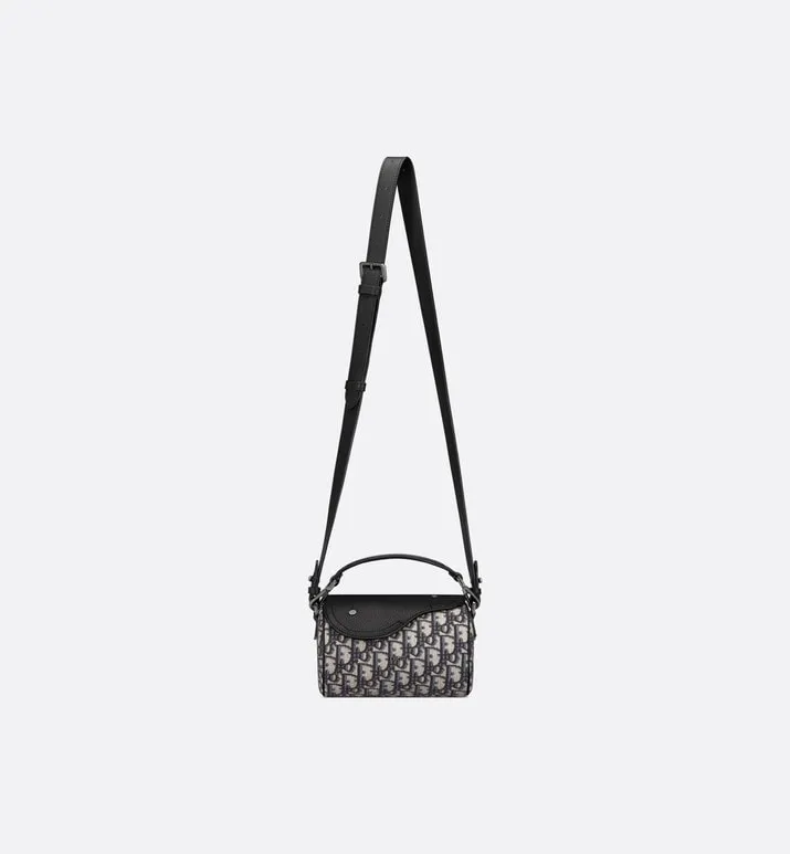 Mini Roller Bag with Strap • Beige and Black Dior Oblique Jacquard and Black Grained Calfskin
