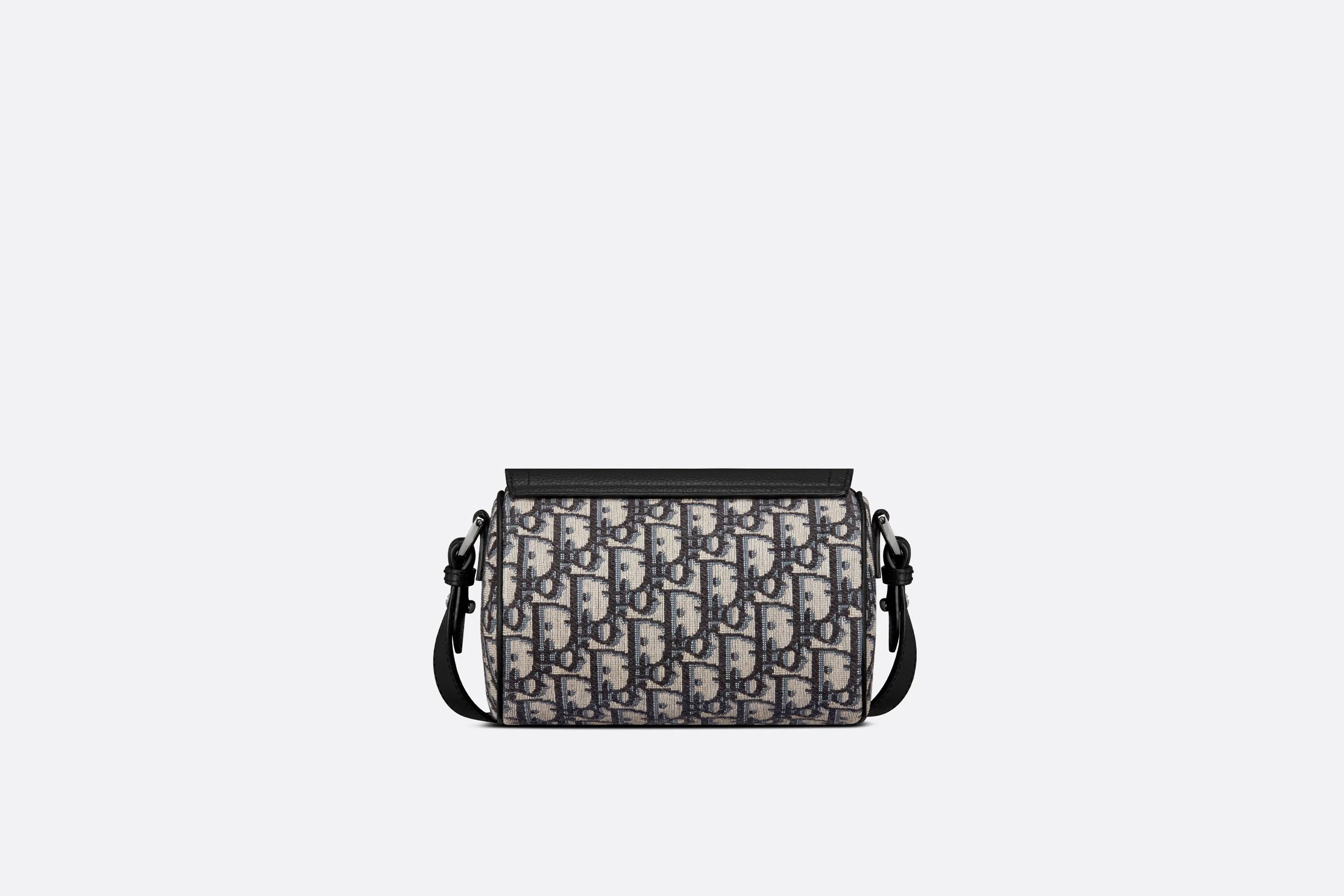 Mini Roller Bag with Strap • Beige and Black Dior Oblique Jacquard and Black Grained Calfskin