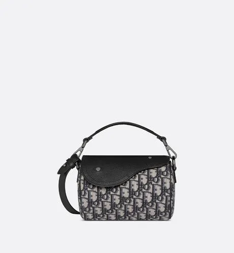 Mini Roller Bag with Strap • Beige and Black Dior Oblique Jacquard and Black Grained Calfskin