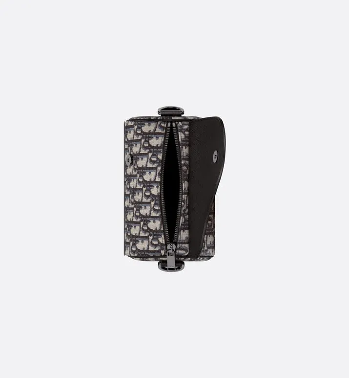 Mini Roller Bag with Strap • Beige and Black Dior Oblique Jacquard and Black Grained Calfskin