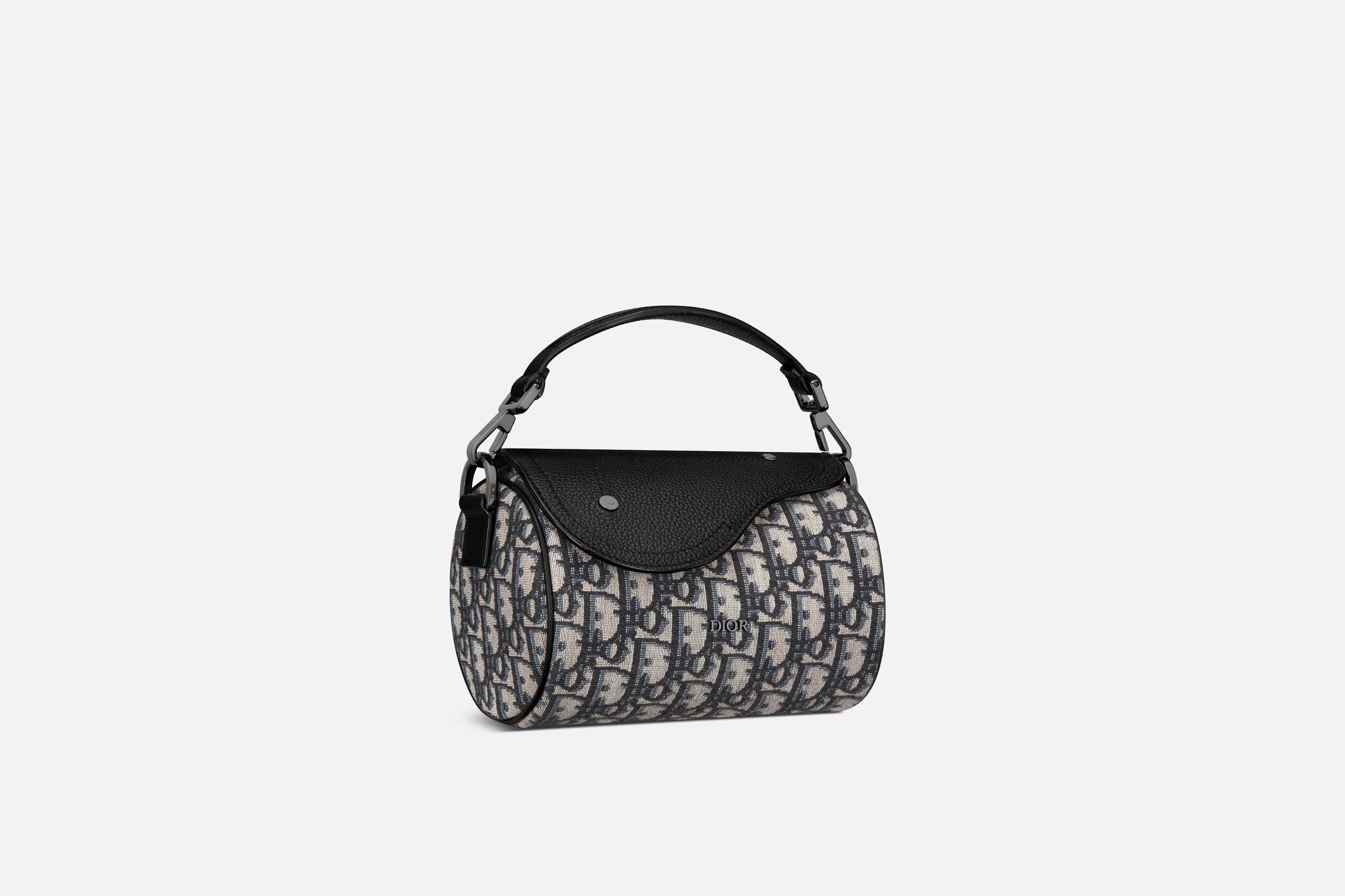 Mini Roller Bag with Strap • Beige and Black Dior Oblique Jacquard and Black Grained Calfskin