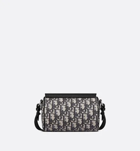 Mini Roller Bag with Strap • Beige and Black Dior Oblique Jacquard and Black Grained Calfskin