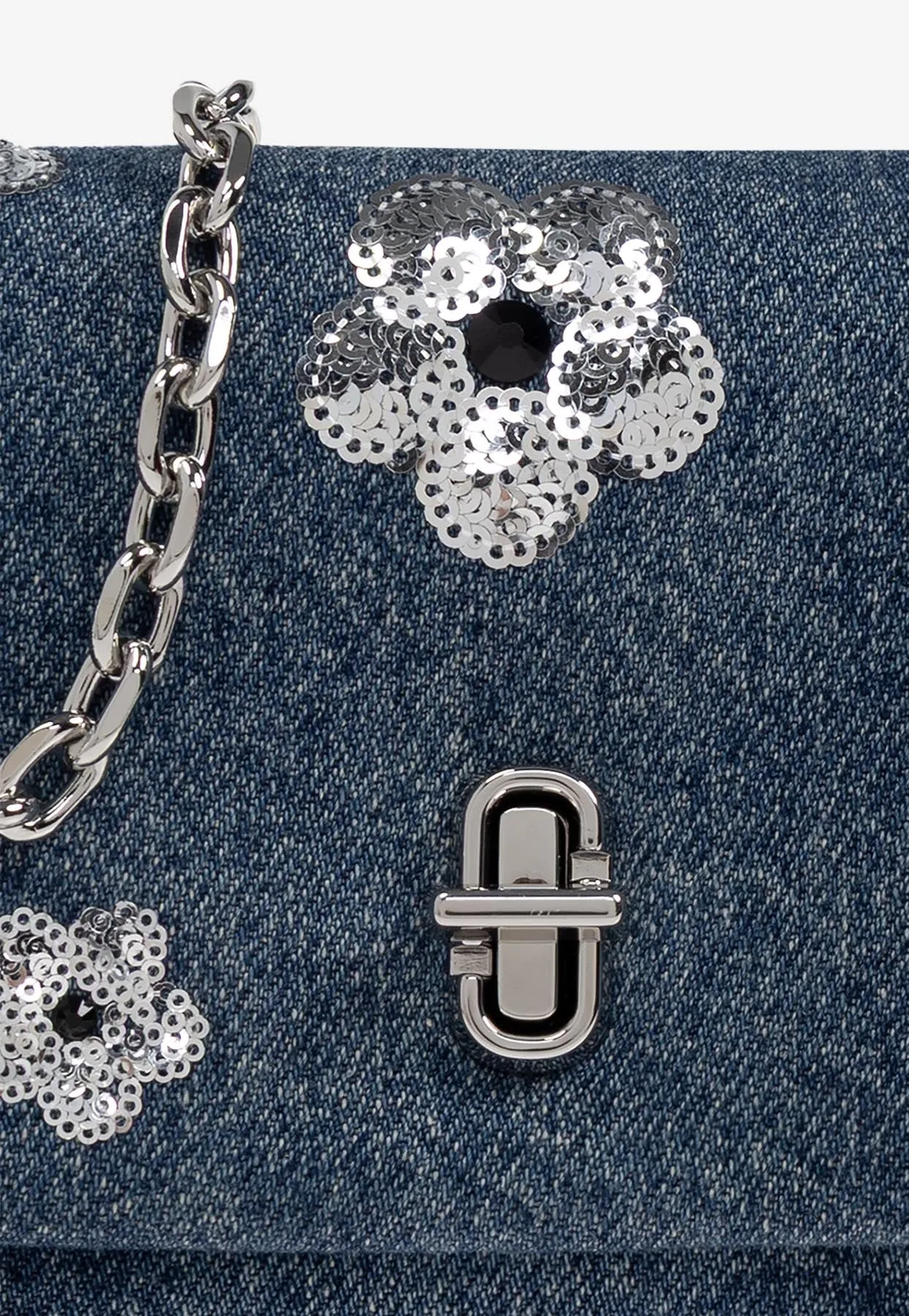 Mini Sequin Daisy Denim Chain Shoulder Bag