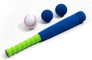 [Mini Size] 16" Foam Kids Sports Baseball Bat Set  3 Soft Balls   Storage Bag Included, Gift for Toddlers 3 Years Old Hitting Indoor Outdoor Playing, Blue