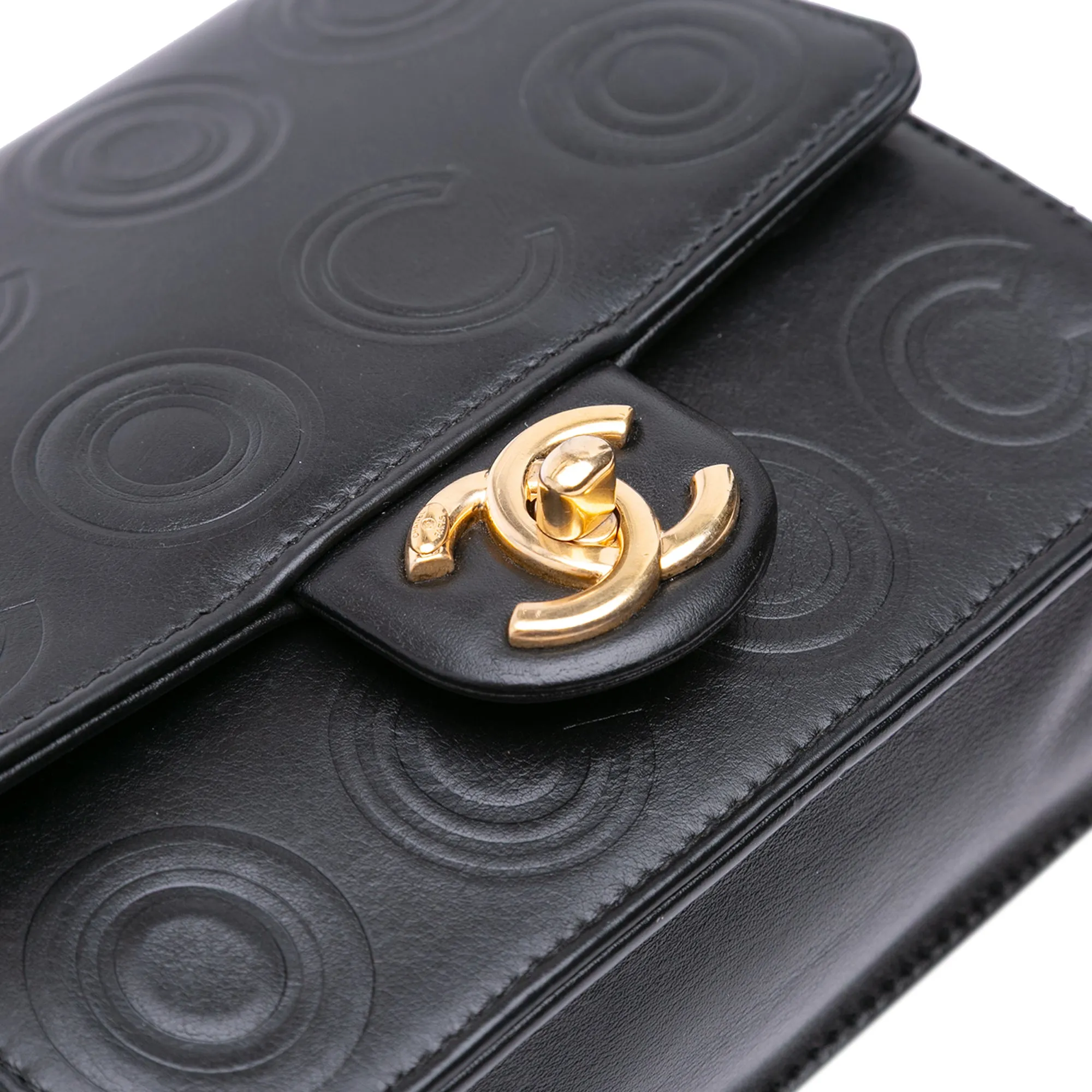 Mini Square Calfskin Coco Embossed Flap