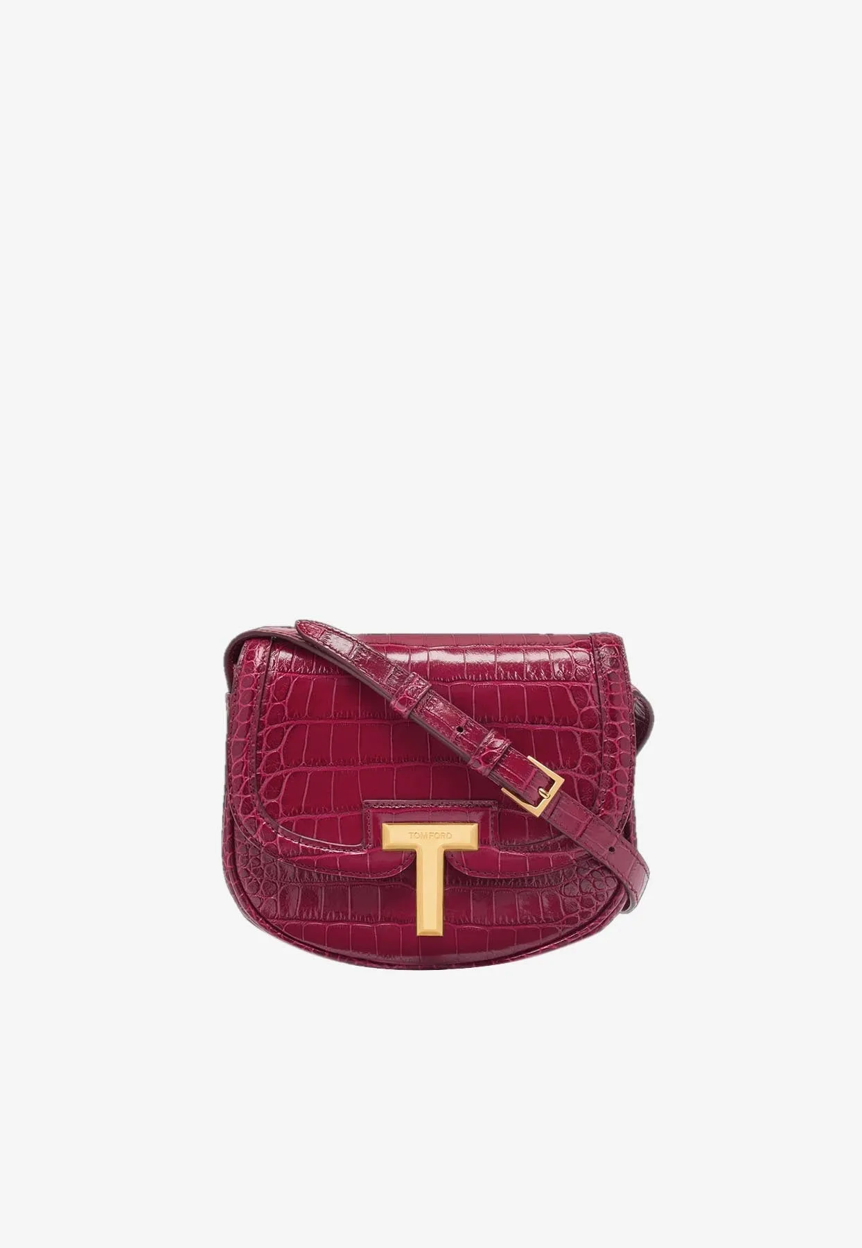 Mini Wallis Shoulder Bag in Croc-Embossed Leather