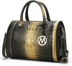 MKF Collection Satchel Bag for Women, Crocodile Embossed Vegan Leather Top-Handles Crossbody Handbag Purse by Mia K