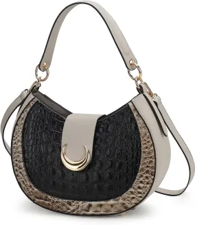 MKF Collection Shoulder Bag for Women, Croco Vegan Leather Hobo Bag Handbag Purse by Mia K