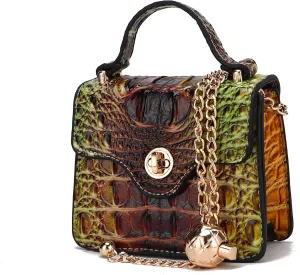 MKF Collection Women Crossbody Bag, Gradient Rainbow Faux Crocodile-Embossed Vegan Leather Handbag Purse By Mia K