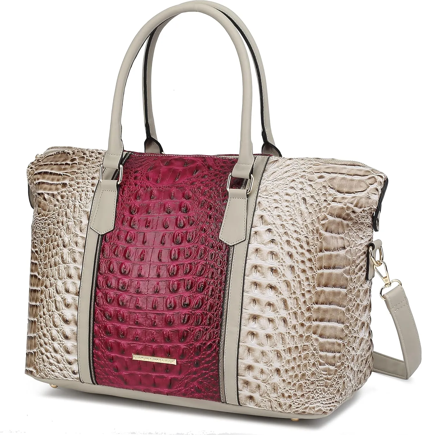 MKF CollectionTravel Duffle Bag for Women, Crocodile-Embossed Vegan Leather Large Overnight Fashion Weekender Carry on Bags