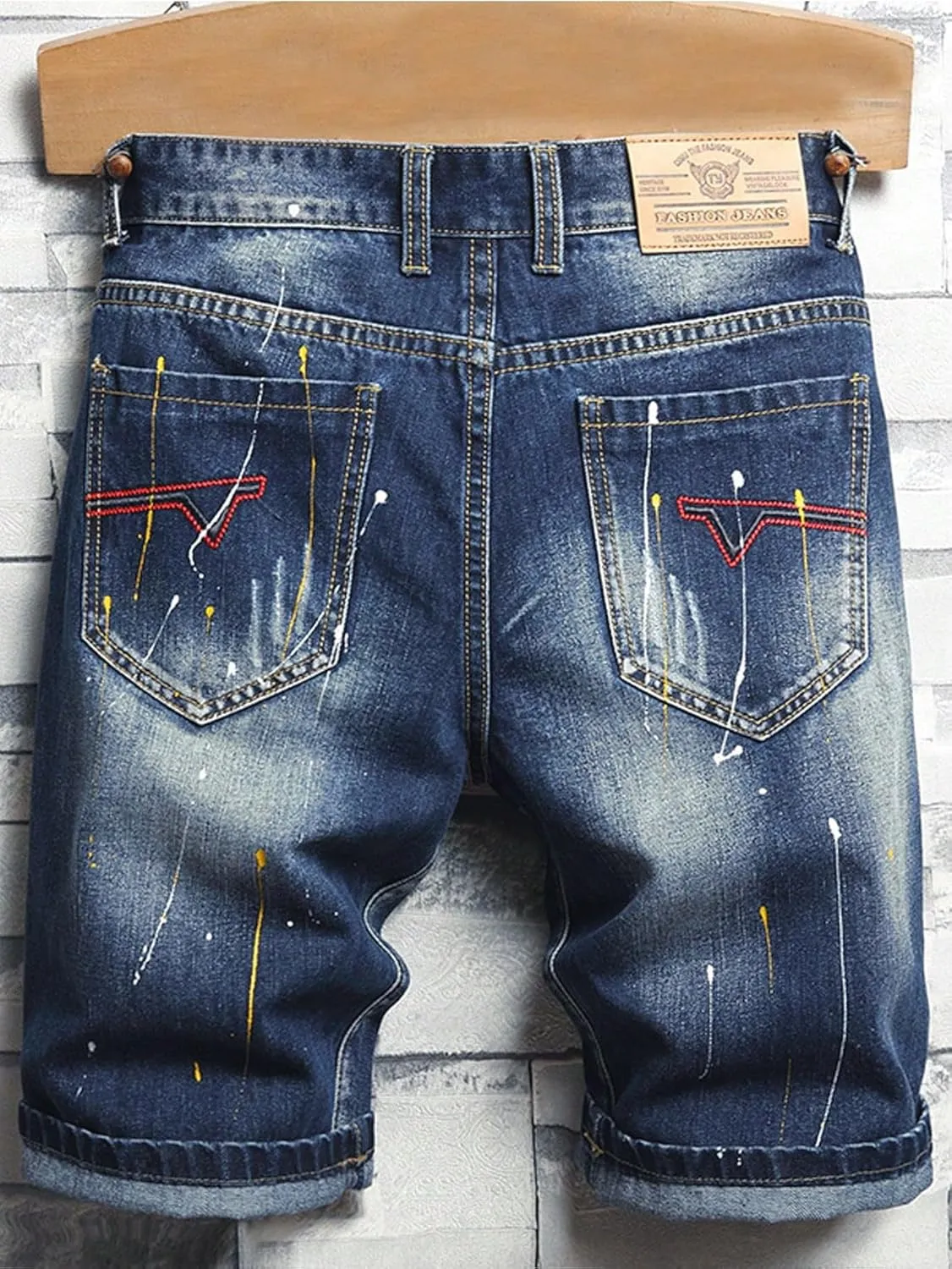 MLANM Men's Denim Shorts Classic Fit Distressed Summer Fashion Ripped Jean Shorts