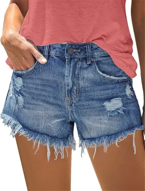 MODARANI Women's Cut Off Denim Jean Shorts Ripped Distressed