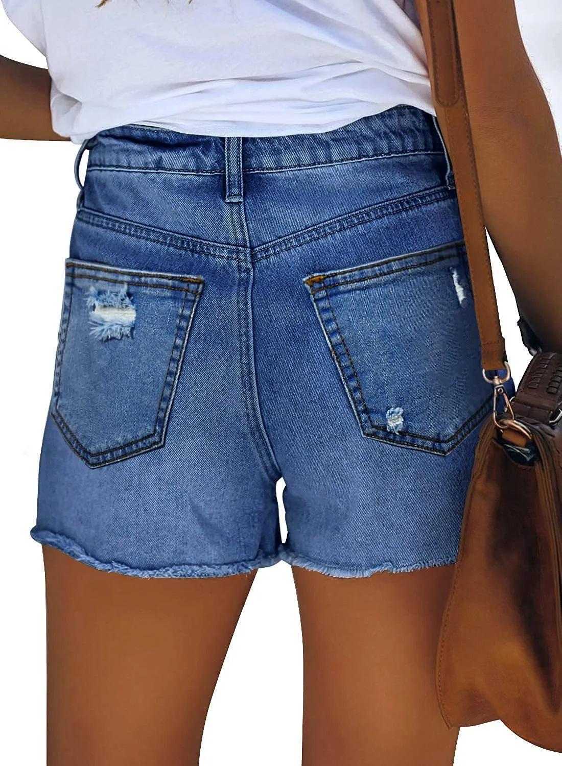 MODARANI Women's Cut Off Denim Jean Shorts Ripped Distressed
