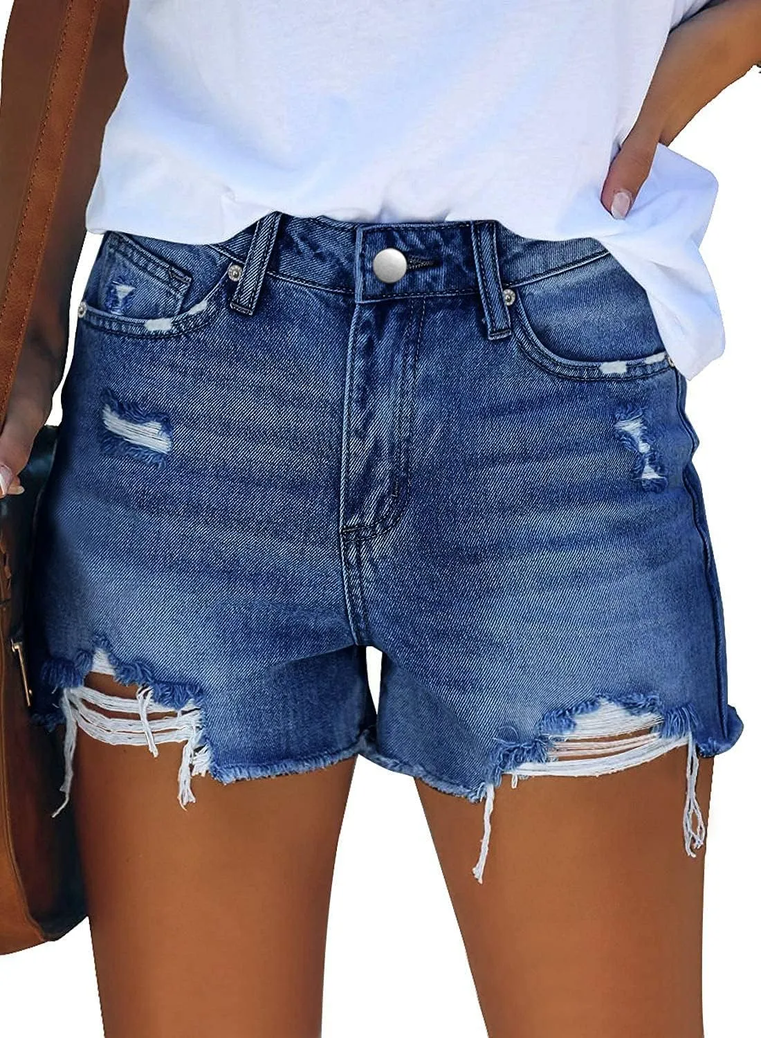MODARANI Women's Cut Off Denim Jean Shorts Ripped Distressed