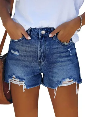 MODARANI Women's Cut Off Denim Jean Shorts Ripped Distressed