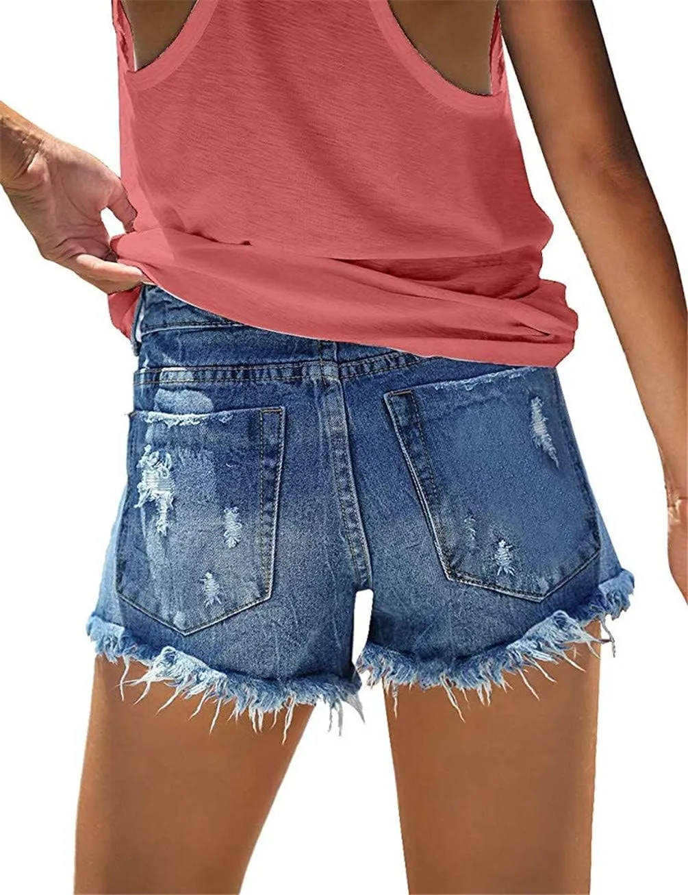 MODARANI Women's Cut Off Denim Jean Shorts Ripped Distressed