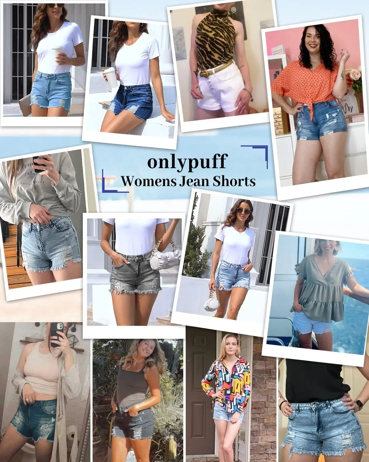MODARANI Women's Cut Off Denim Jean Shorts Ripped Distressed