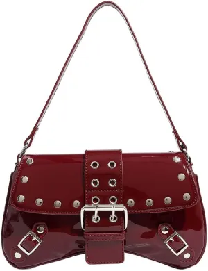 Molodo Punk Style Rivet Shoulder Bags for Women Retro Studded Underarm Bag PU Shoulder Handbag Y2K Hobo Bag Satchel Bag