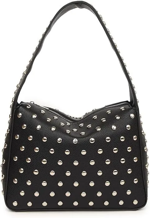 Molodo Studded Purses for Women Punk Shoulder Bag Y2K Soft PU Leather Underarm Bags Trendy Small Tote Handbag Purses