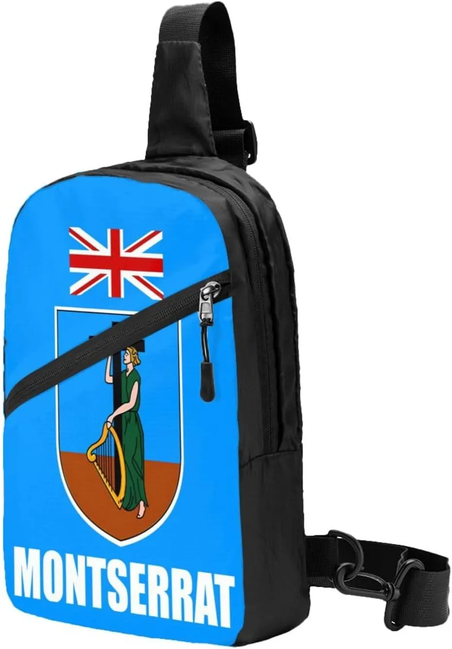 Montserrat Flag Crossbody Bag Portable Sling Bags Foldable Chest Daypack Reusable Sports Shoulder Backpack Diagonally Casual Rucksack Travel Bag