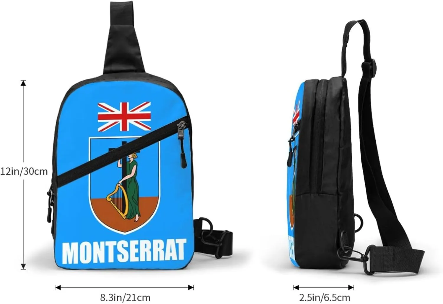 Montserrat Flag Crossbody Bag Portable Sling Bags Foldable Chest Daypack Reusable Sports Shoulder Backpack Diagonally Casual Rucksack Travel Bag