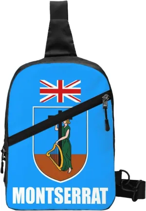 Montserrat Flag Crossbody Bag Portable Sling Bags Foldable Chest Daypack Reusable Sports Shoulder Backpack Diagonally Casual Rucksack Travel Bag