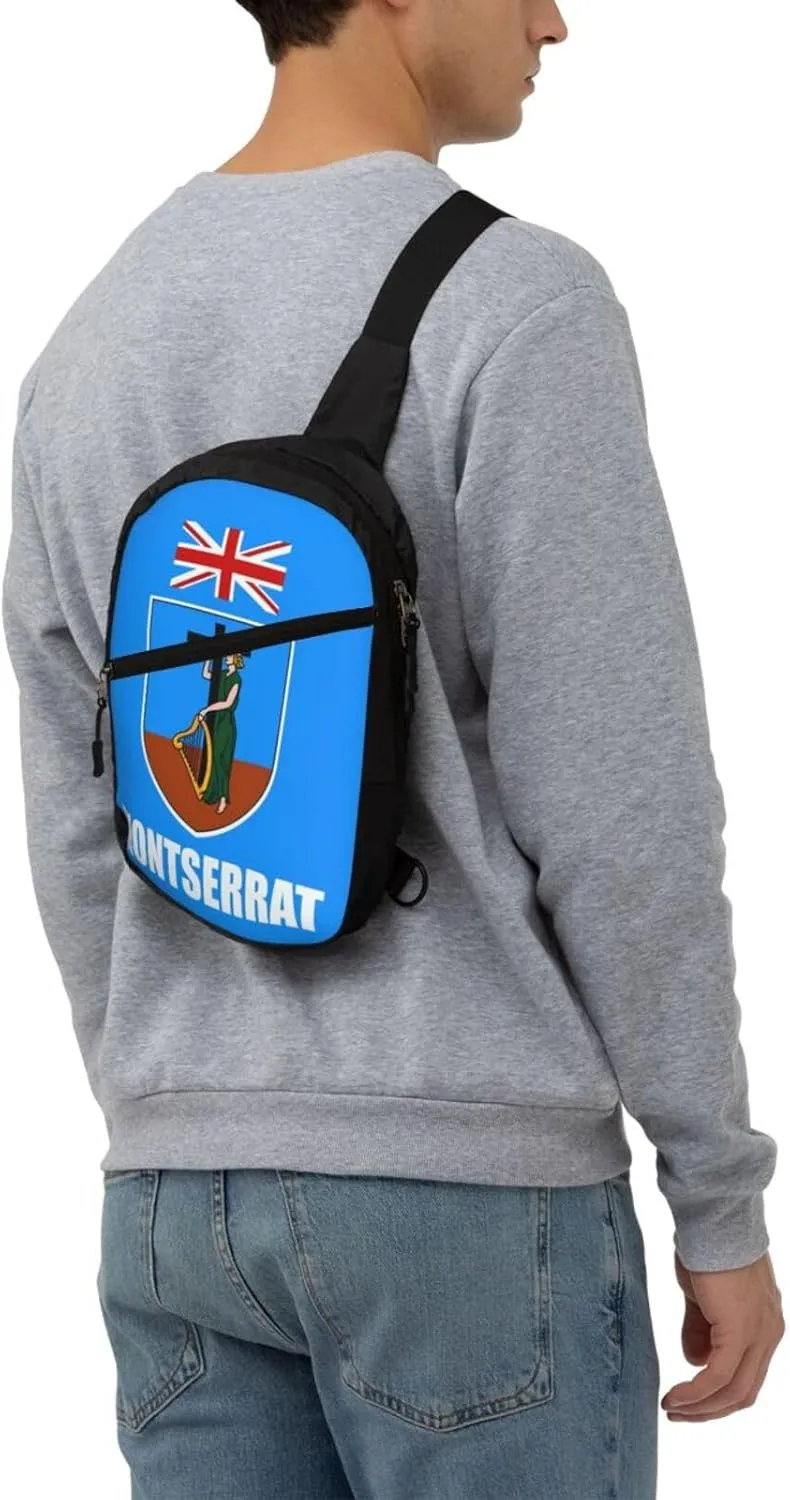 Montserrat Flag Crossbody Bag Portable Sling Bags Foldable Chest Daypack Reusable Sports Shoulder Backpack Diagonally Casual Rucksack Travel Bag