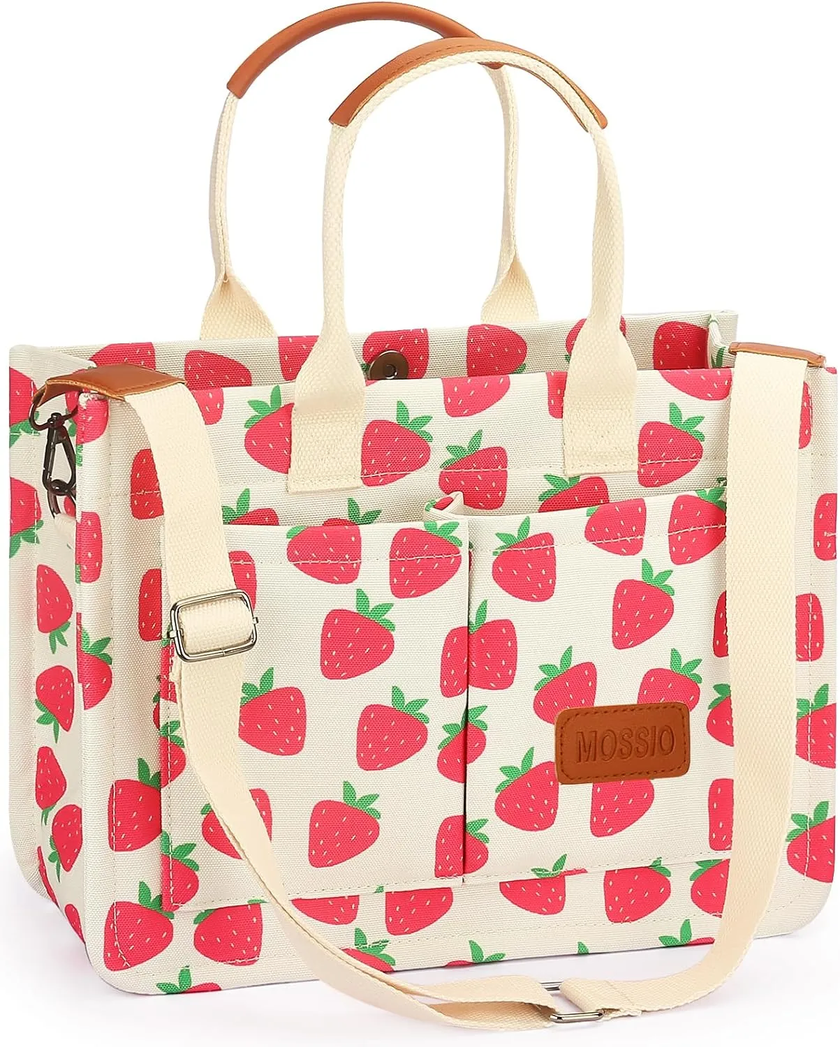 Mossio Large Canvas Tote Bag for Women with Pockets - Laptop Crossbody Work Tote Bag Everyday Bag Shoulder Purse Handbag