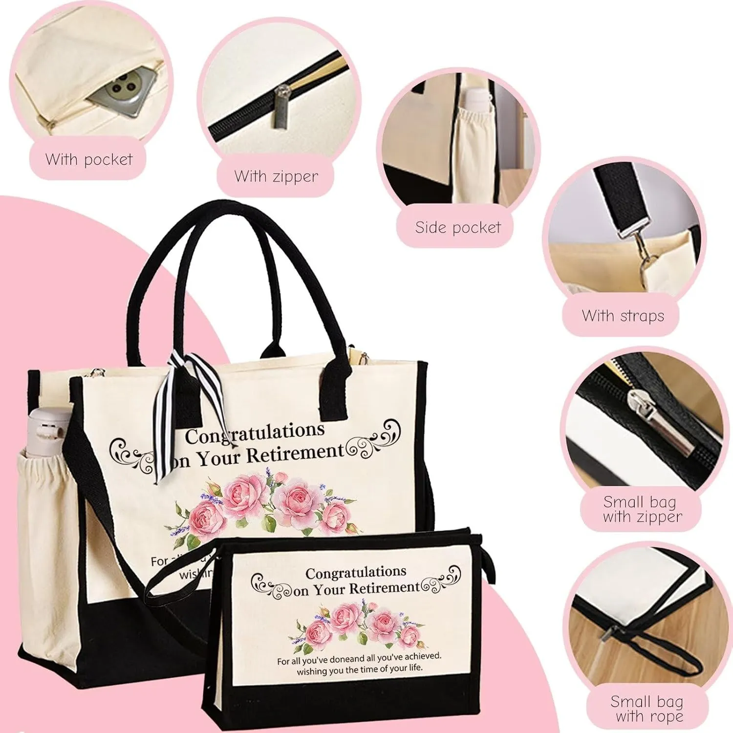Mothers Day Gifts Retirement Gift for Woman Birthday bags for women Vintage Tote Bag set