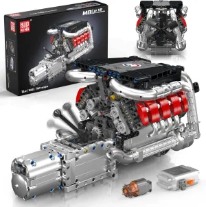 Mould King 10203 V8 Engine Building Kit for Adults, MOC Ideas Mini 4-Speed Transmission V8 Engine Model Toy for Display, STEM Building Project for Boys 8-14(1169 PCS)