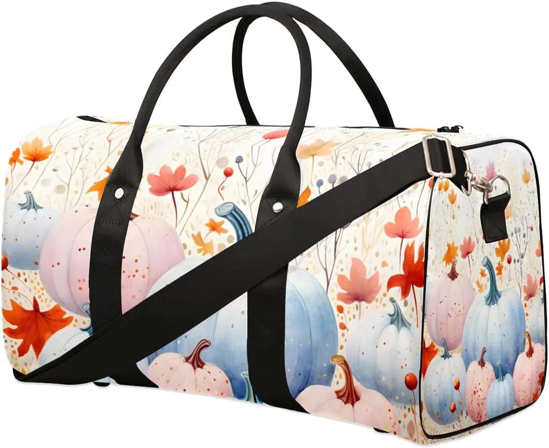 Multi-Colored Pumpkin Travel Duffel Bag for Women Men Waterproof Foldable Overnight Weekender Bag Large Capacity Sports Gym Bag