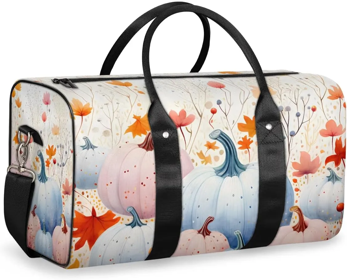 Multi-Colored Pumpkin Travel Duffel Bag for Women Men Waterproof Foldable Overnight Weekender Bag Large Capacity Sports Gym Bag