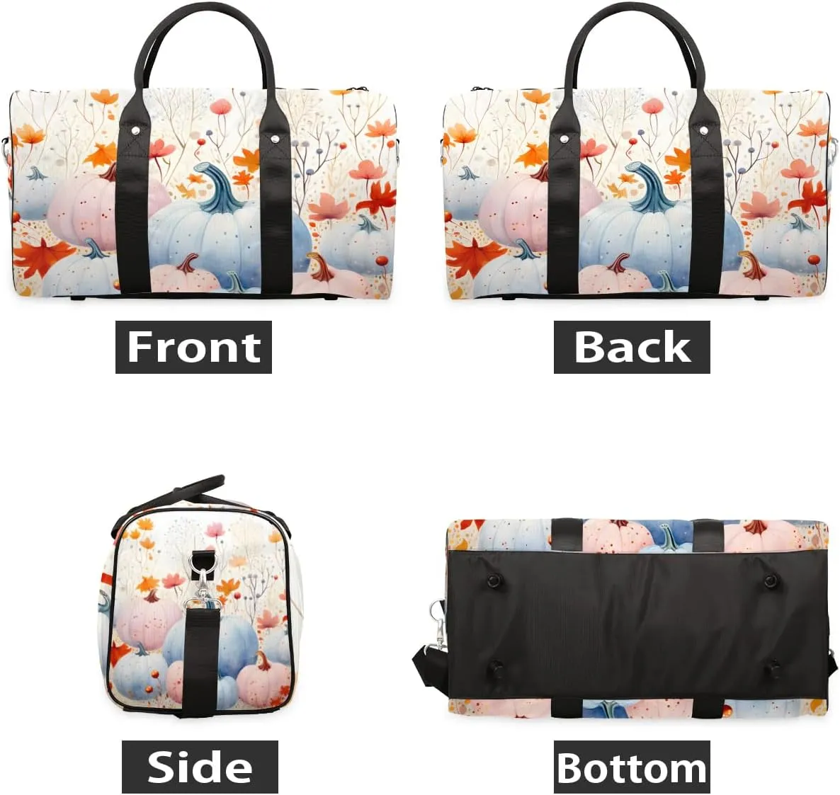 Multi-Colored Pumpkin Travel Duffel Bag for Women Men Waterproof Foldable Overnight Weekender Bag Large Capacity Sports Gym Bag