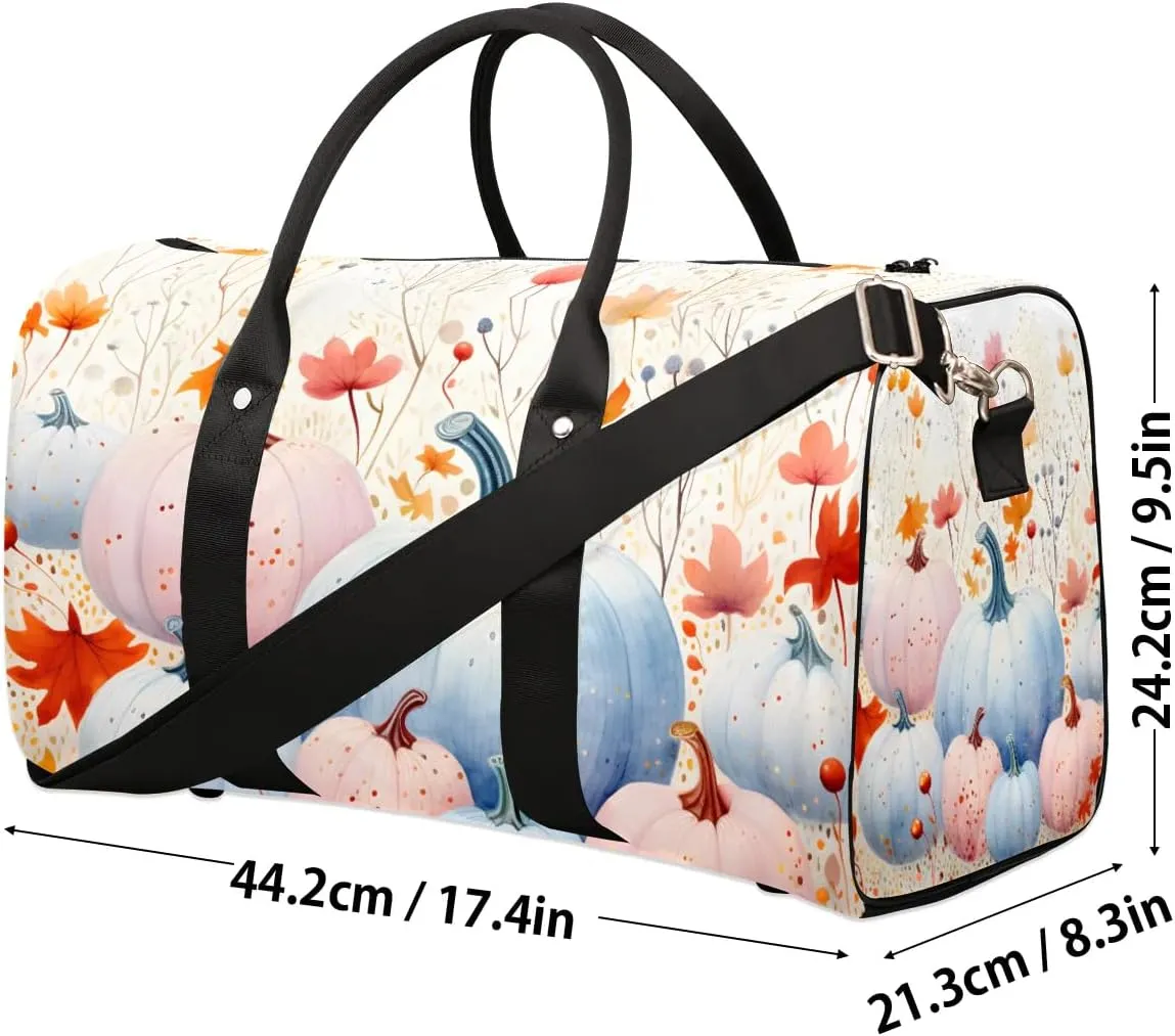 Multi-Colored Pumpkin Travel Duffel Bag for Women Men Waterproof Foldable Overnight Weekender Bag Large Capacity Sports Gym Bag