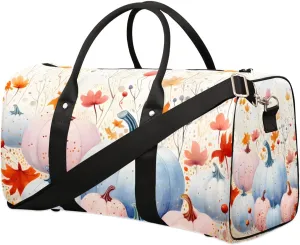 Multi-Colored Pumpkin Travel Duffel Bag for Women Men Waterproof Foldable Overnight Weekender Bag Large Capacity Sports Gym Bag