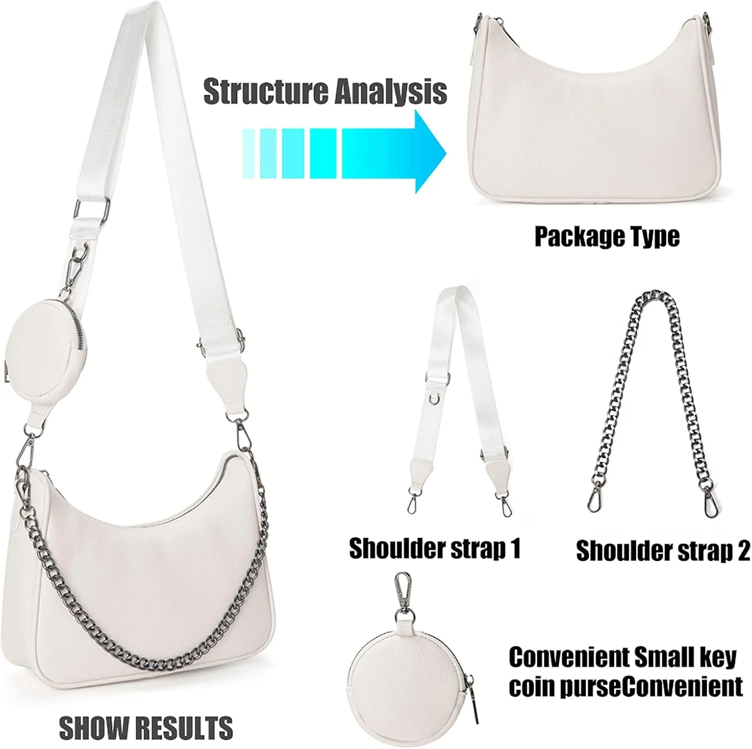 myfriday Crossbody Hobo Handbags for Women with Coin Purse Pouch, Soft Leather Designer Shoulder Bags - 2 Size Shoulder Strap