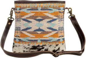 Myra Bag Crossbody Purse - Sun Serape Purses for Women, Unique Tribal-Inspired Design Shoulder Bag for Women, Cross Body Purse with Upcycled Woven Rug, Woven Canvas, Leather, and Hairon Accents