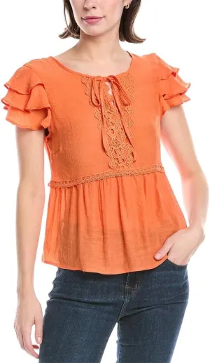 Nanette Nanette Lepore Womens Blouse, M, Orange