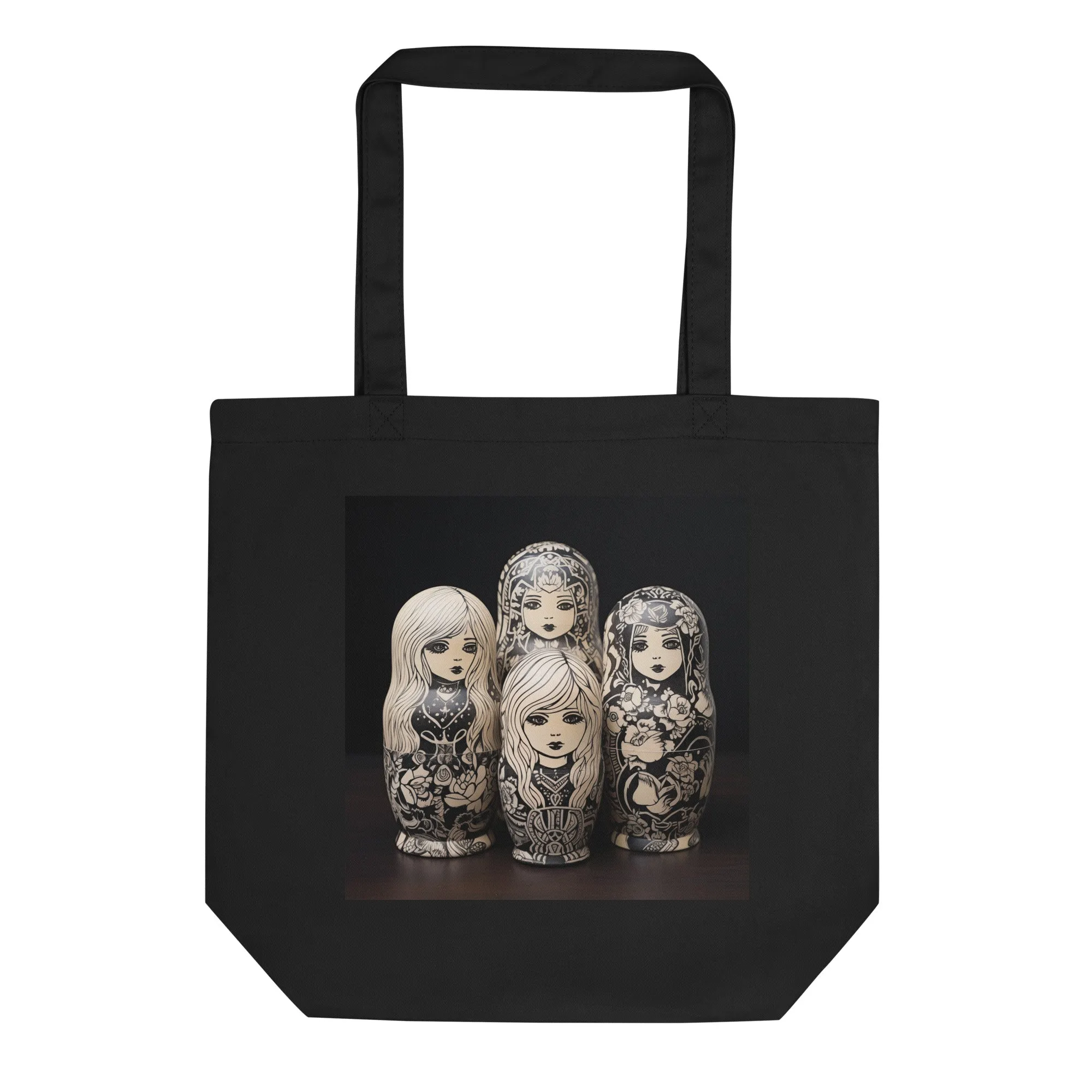 Natural Fiber Tote Bag Russian Matryoshka Dolls