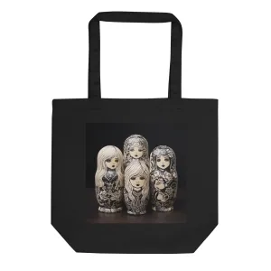 Natural Fiber Tote Bag Russian Matryoshka Dolls