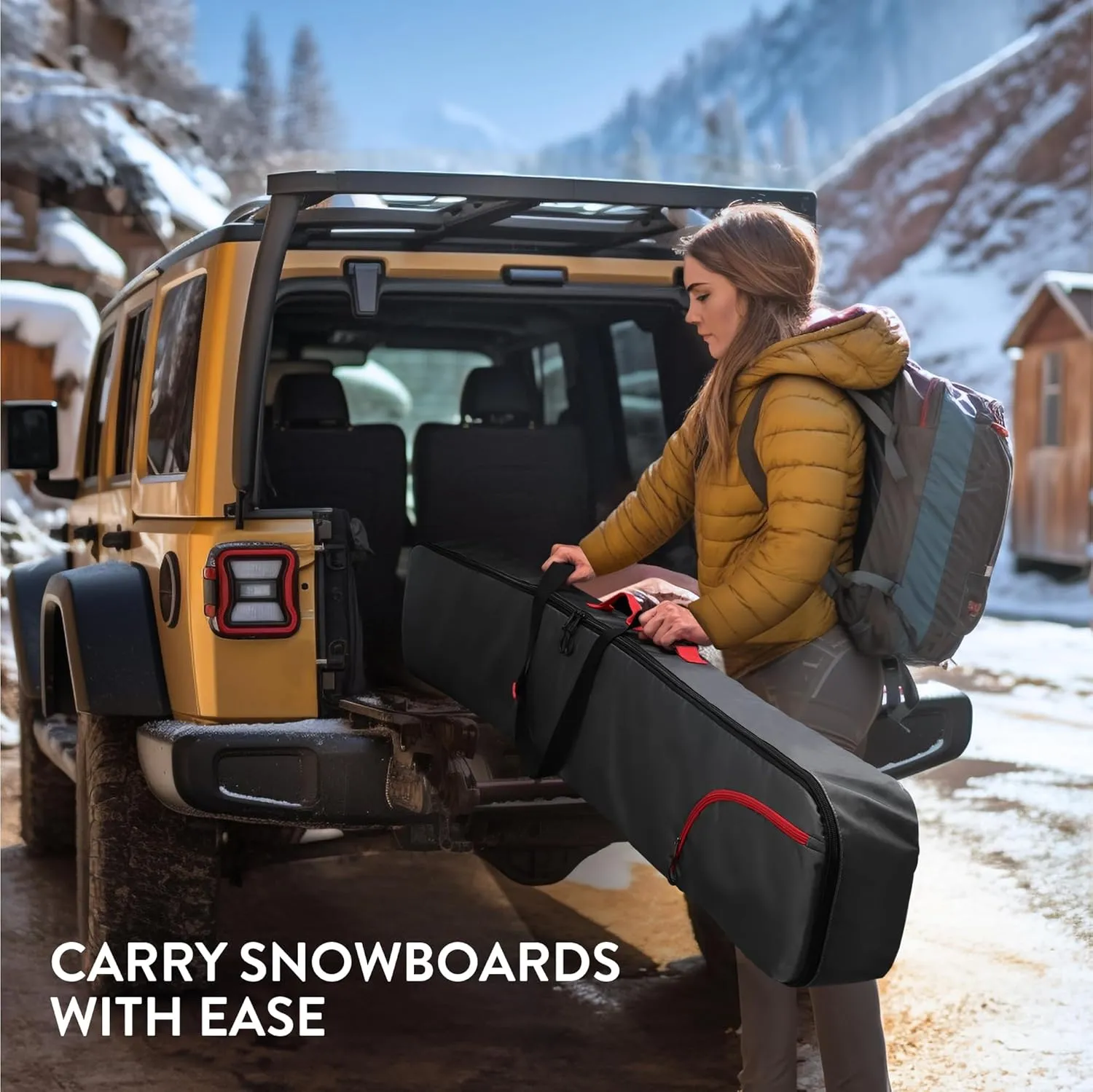 Navaris Snowboard Bag for Men and Women - 157 cm - with Side Pocket & Adjustable Straps - for Easy Snowboard Carrying - Black & Light Blue