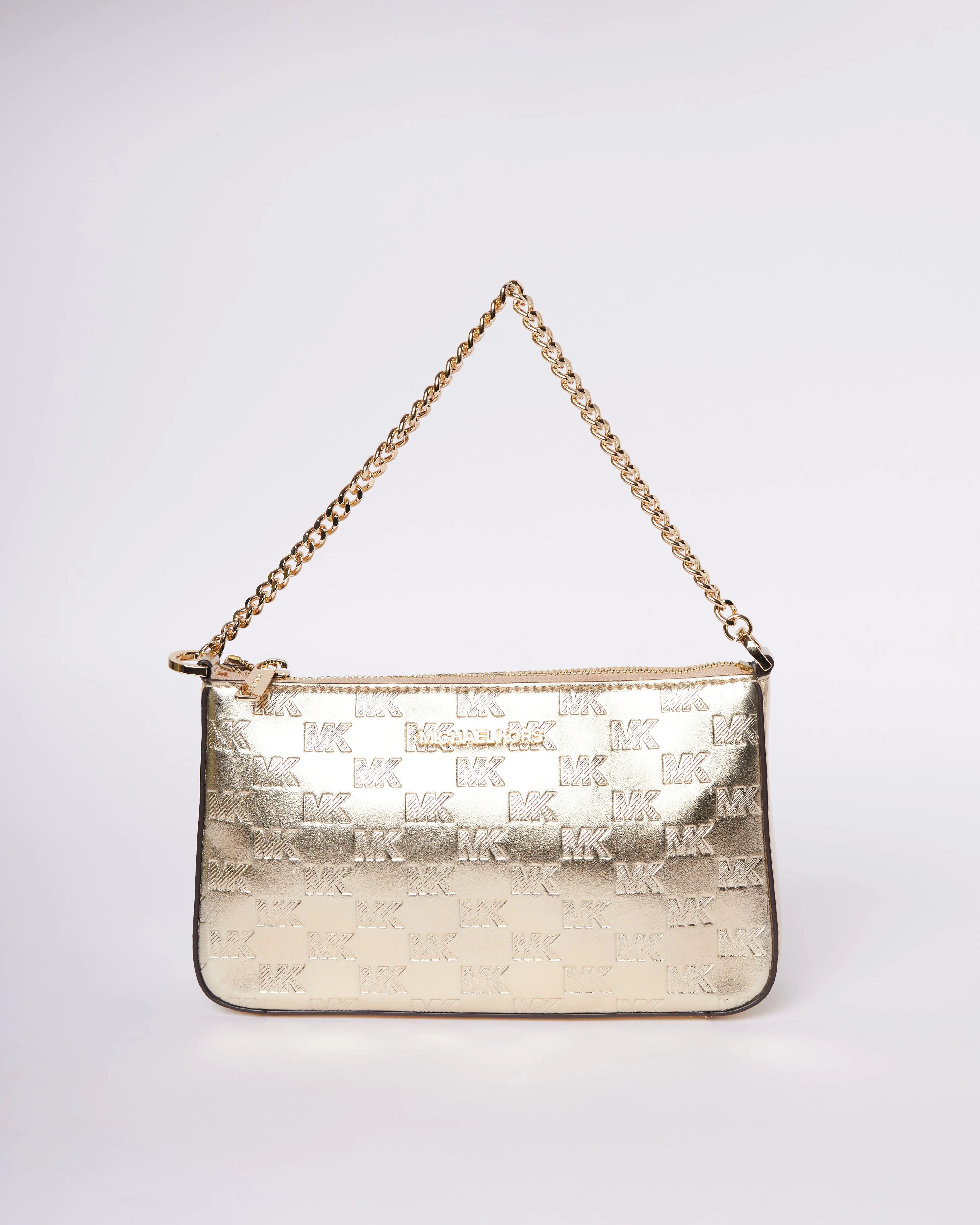 New Michael Kors Jet Set Pouchette Golden Shoulder Chain Crossbody Bag