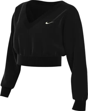 Nike Sportswear Phoenix Fleece Women's Cropped V-Neck Top (FN3651-010) (FN3651-010, Black/SAIL)